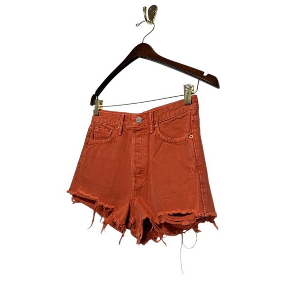 NWOT REVOLVE GRLFRND Cindy Rigid High Waist Distressed Shorts Rust Orange 26 - Picture 5 of 10